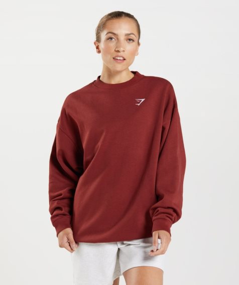 Women's Gymshark Training Oversized Sweatshirts Red | NZ 4KNVWE